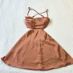 Burnt orange silky dress